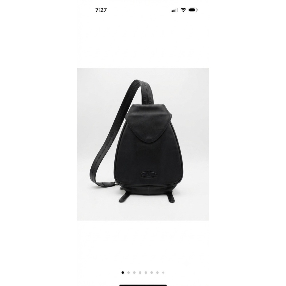 Alfred Sung Vintage Distressed Black Leather Convertible Sling Backpack
